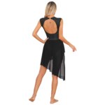 Costume de patinage artistique en strass, asymétrique, justaucorps moderne, sans manches – Image 2