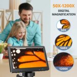 Microscope numérique Pro DM9, grossissement 10X à 1200X, pour l'observation scientifique, la réparation électronique et la numismatique – Image 4