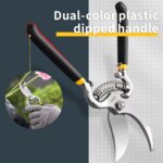 Sécateur de jardin professionnel 21 cm, lame en acier carbone trempé, coupe 10 mm, poignée confort en PVC, idéal pour arbres fruitiers et bonsaïs – Image 2