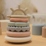 Tour d'empilage Arc-en-Ciel en Silicone, Jouet d’Éveil pour Bébé – Image 2