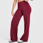 Pantalon de sport taille croisée évasé, tissu respirant et extensible – Image 5