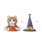 Peluche chat Halloween avec chapeau sorcier et citrouille, 25 cm – Image 6