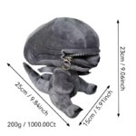 Peluche Alien Xenomorphe avec fermeture éclair, en coton PP doux, 25 cm – Image 7