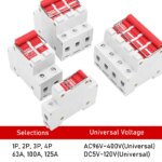 Interrupteur d’isolement AC/DC 2P, 60A / 100A, thermoplastique haute résistance, verrouillage manuel, certifié CE – Image 4