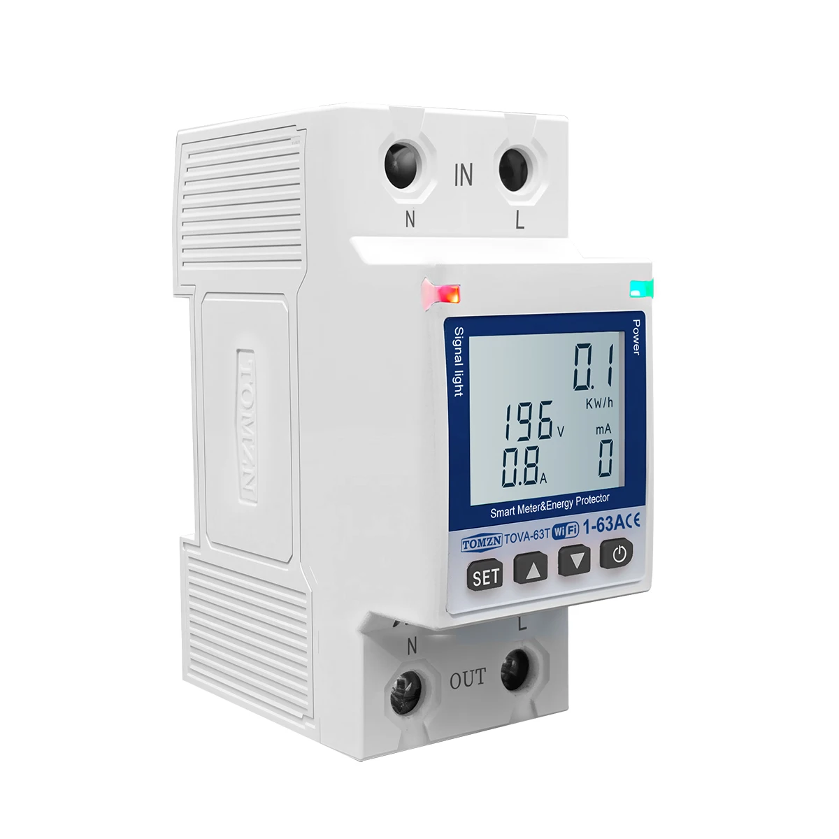 185987-dhstvn.jpg Disjoncteur intelligent TOVA-63T WiFi, 110-220 V 63A, Smartlife TUYA avec compteur d’énergie, protection surtension/sous-tension, fuite et surintensité – Image 1