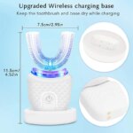 Brosse à dents sonique en U 360°, Nettoyage automatique + LED blanchissante, Recharge sans fil, Silicone doux – Image 3
