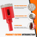 Jeu de scies cloches diamant 6–35 mm (12 pièces), Kit forets pour carrelage, marbre, granit, verre, Perçage à sec – Image 5