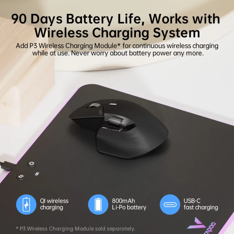 Rapoo-Souris sans fil aste multimode MT760L/MT760M, ergonomique 4000 ug, prend en charge jusqu'à 4 revie, Bluetooth – Image 5
