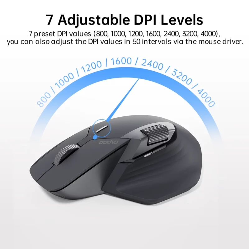 Rapoo-Souris sans fil aste multimode MT760L/MT760M, ergonomique 4000 ug, prend en charge jusqu'à 4 revie, Bluetooth – Image 6