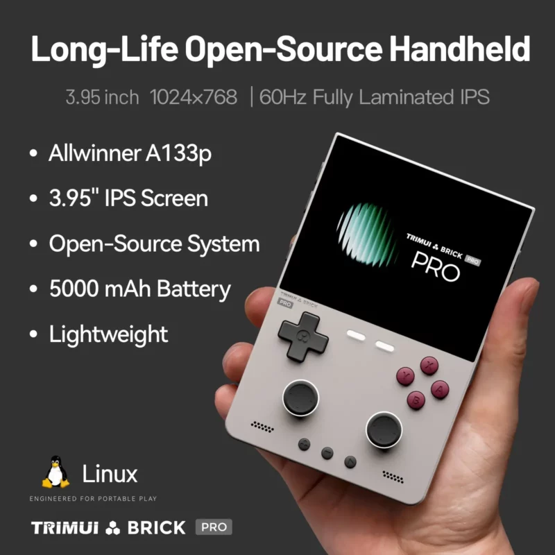 Console de jeu portable rétro TRIMUI BRICK PRO, lecteur vidéo portable, système Linux, open source, écran 3,95 pouces, jeux pour téléphone portable, cadeaux - AliExpress 44 – Image 6